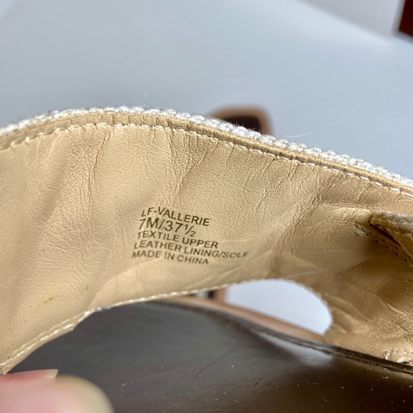 Lafayette 148 New York Cream and Brown Chain Sandals - Picture 8 of 9